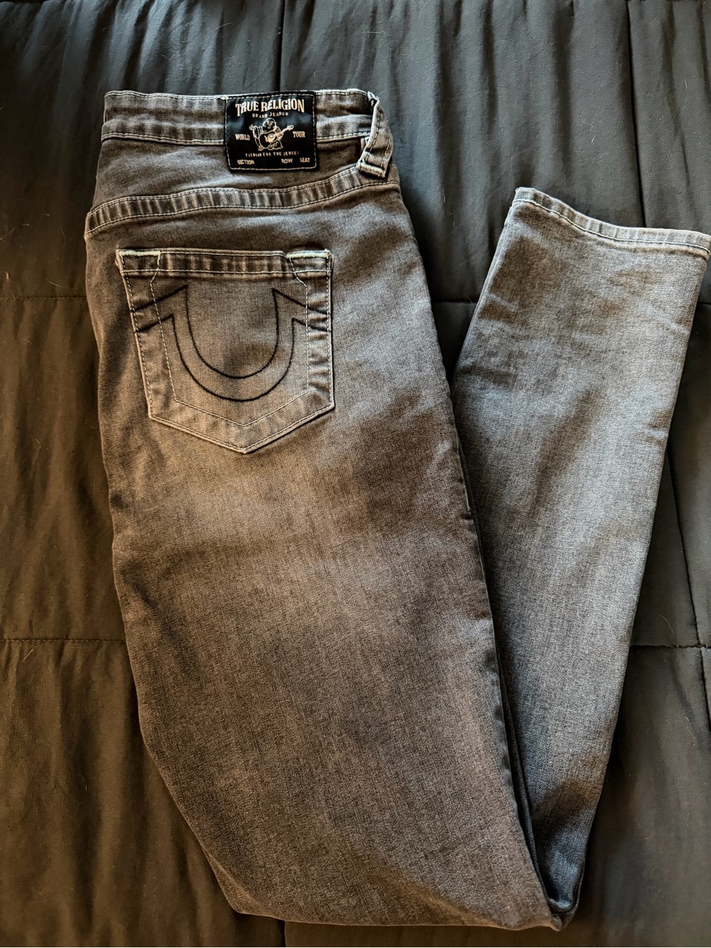 True Religion Stella Mid-Rise Skinny Jeans in Charcoal